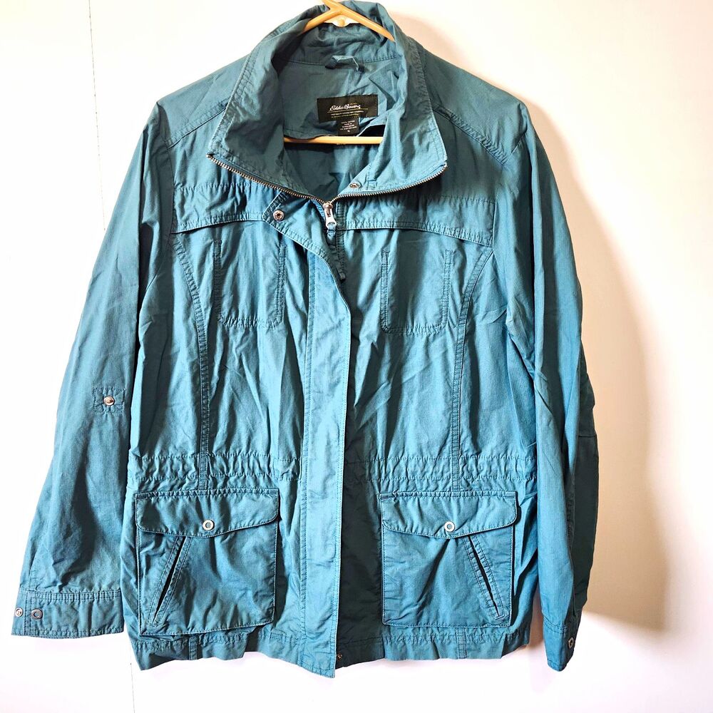Eddie Bauer Women Anorak Utility Jacket XL Green Cotton Military Safari Field
